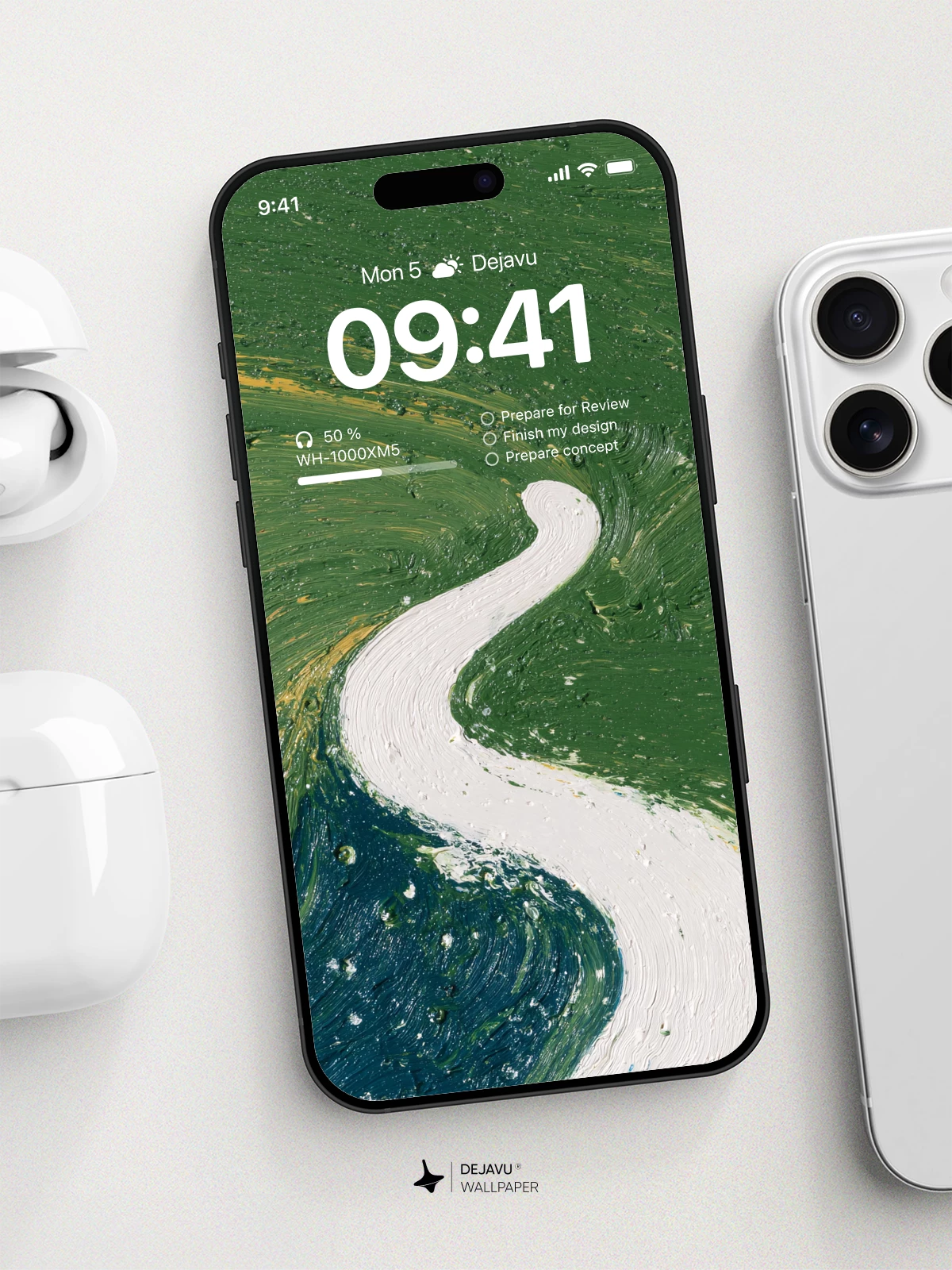 Abstract Green and White Swirl Wallpaper 4K for iPhone Lock Screen