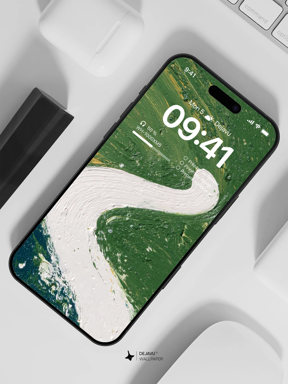 Abstract Green and White Swirl Wallpaper 4K for iPhone Lock Screen