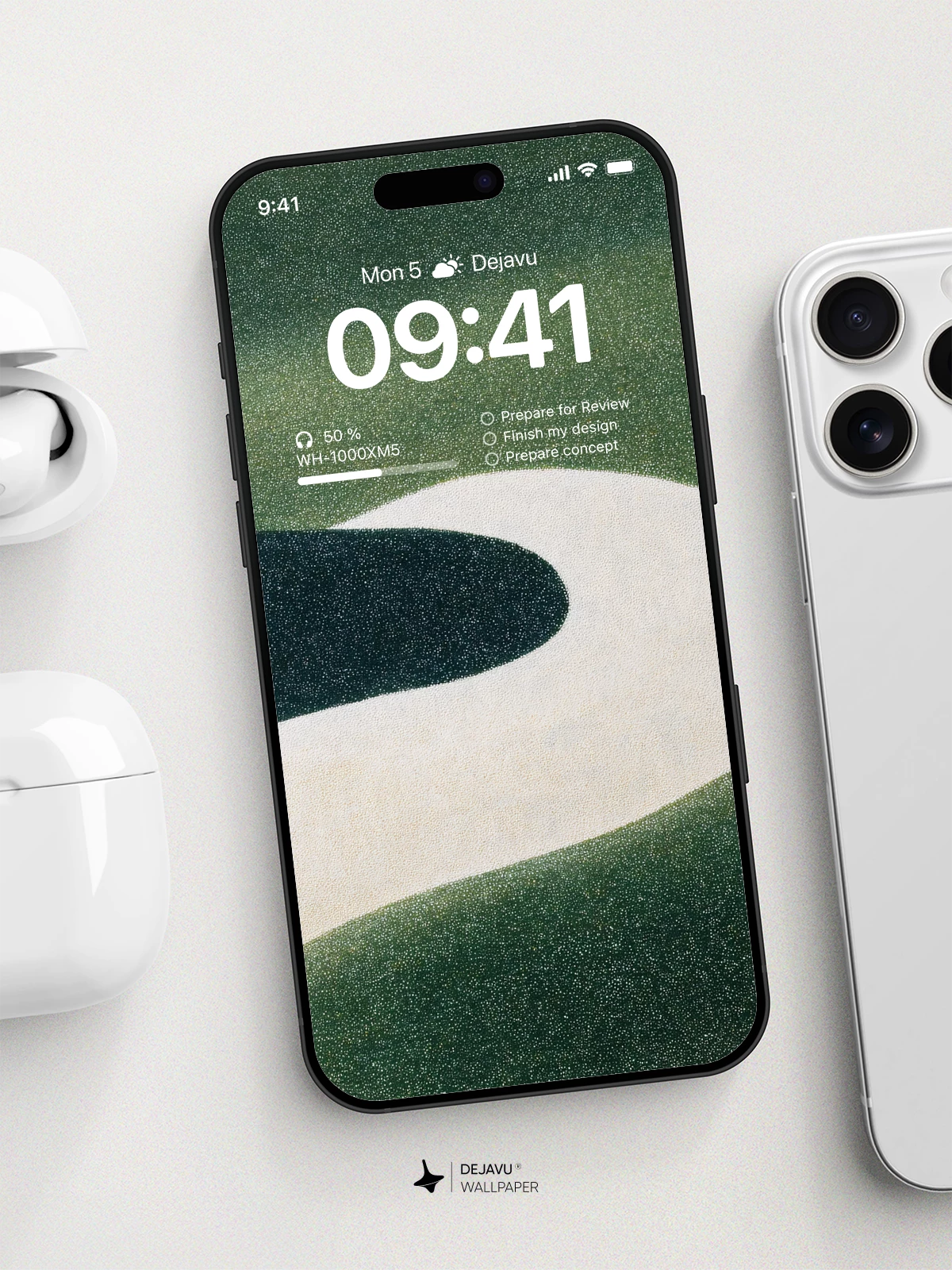Abstract Green and White Wave Wallpaper 4K for iPhone Lock Screen
