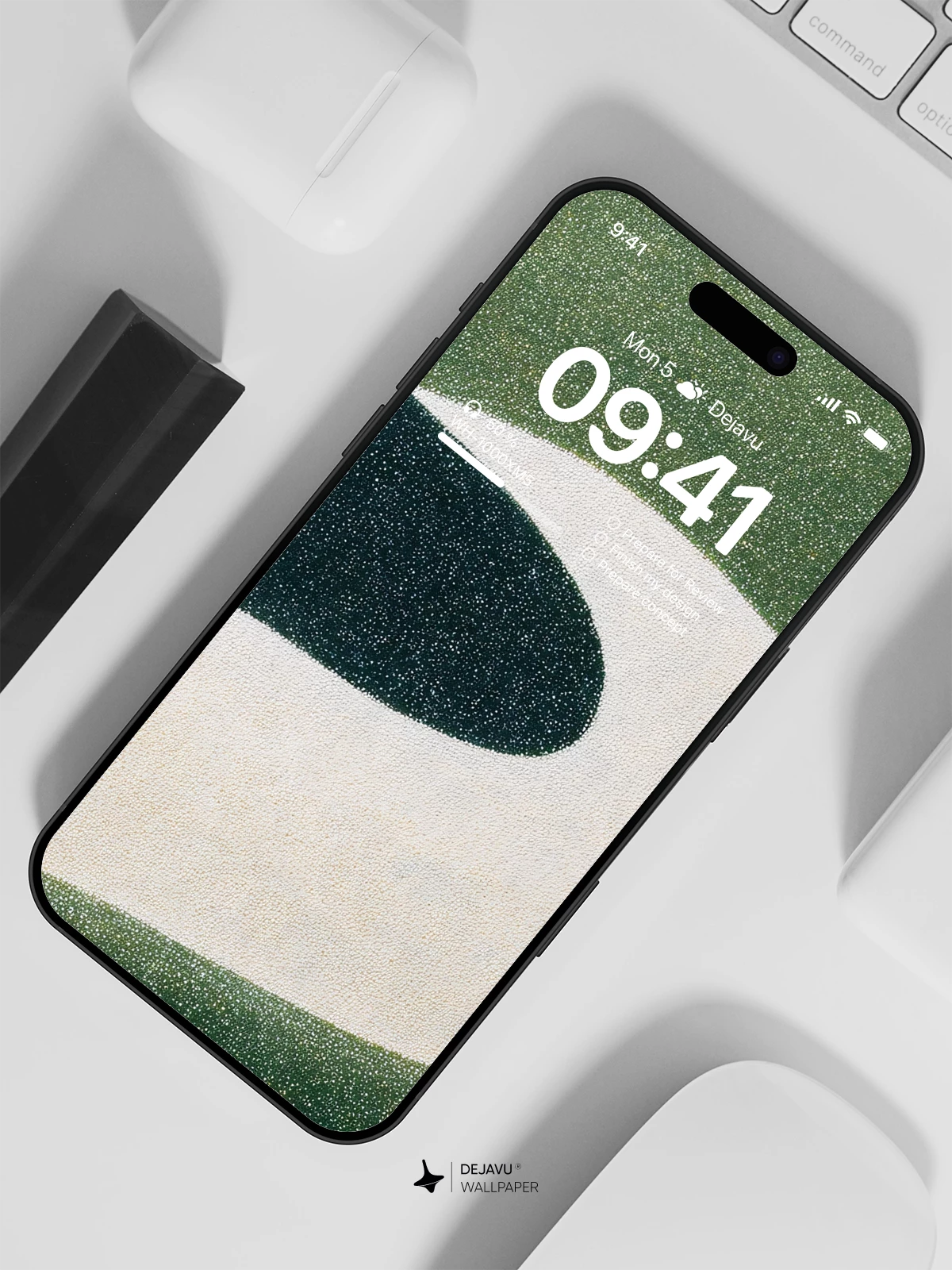 Abstract Green and White Wave Wallpaper 4K for iPhone Lock Screen