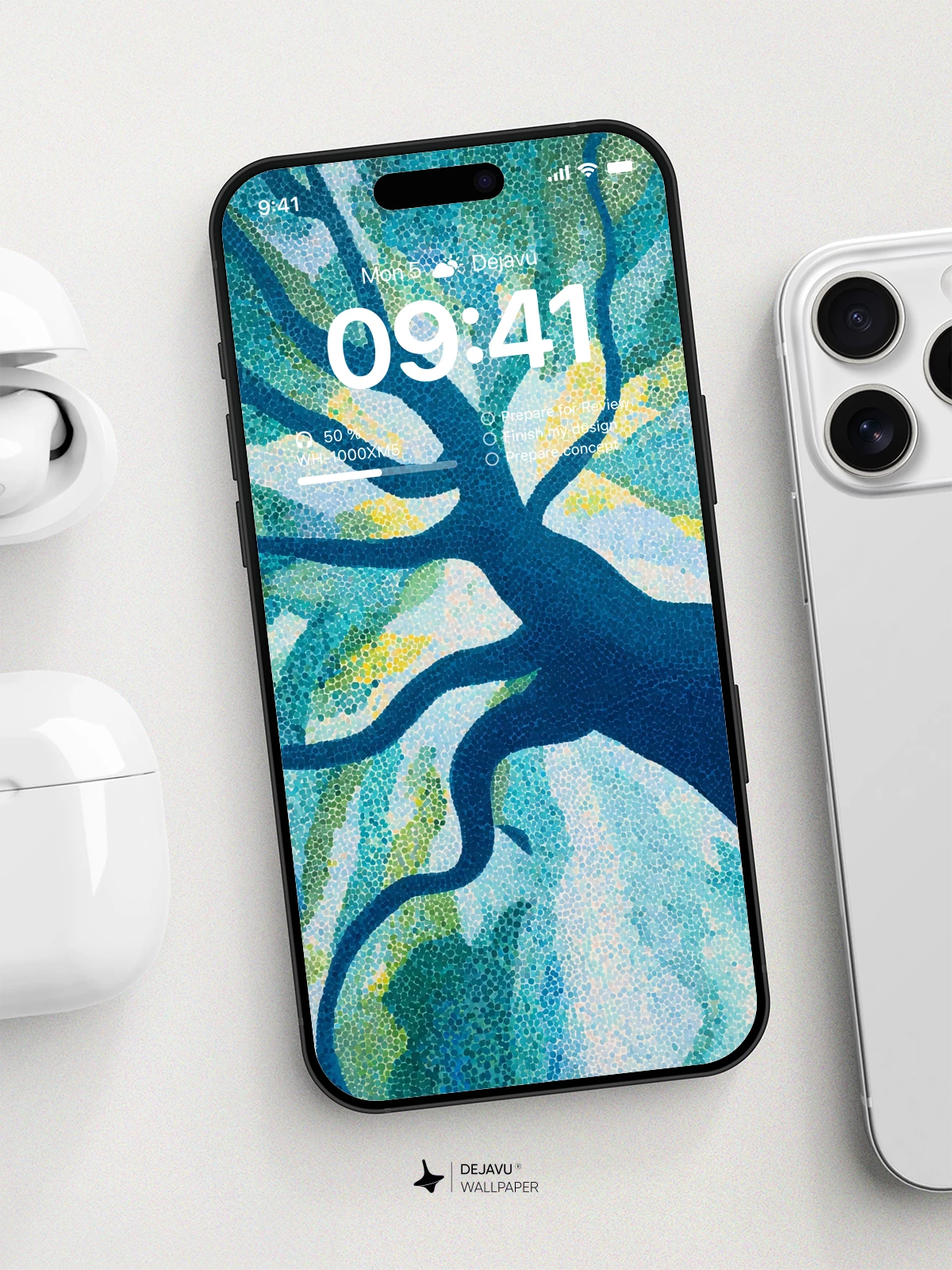 Abstract Blue Tree Branches Wallpaper 4K for iPhone Lock Screen