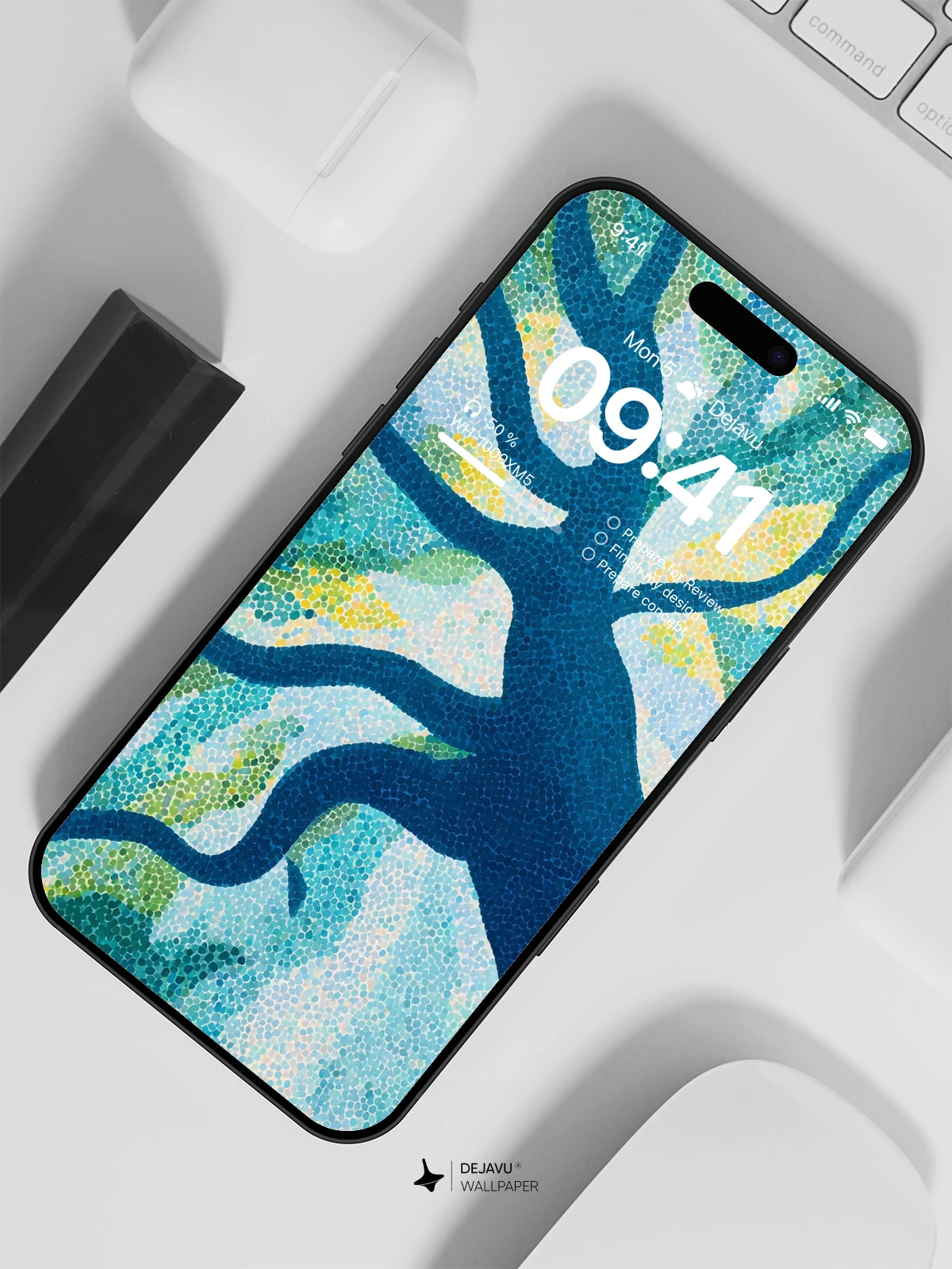 Abstract Blue Tree Branches Wallpaper 4K for iPhone Lock Screen