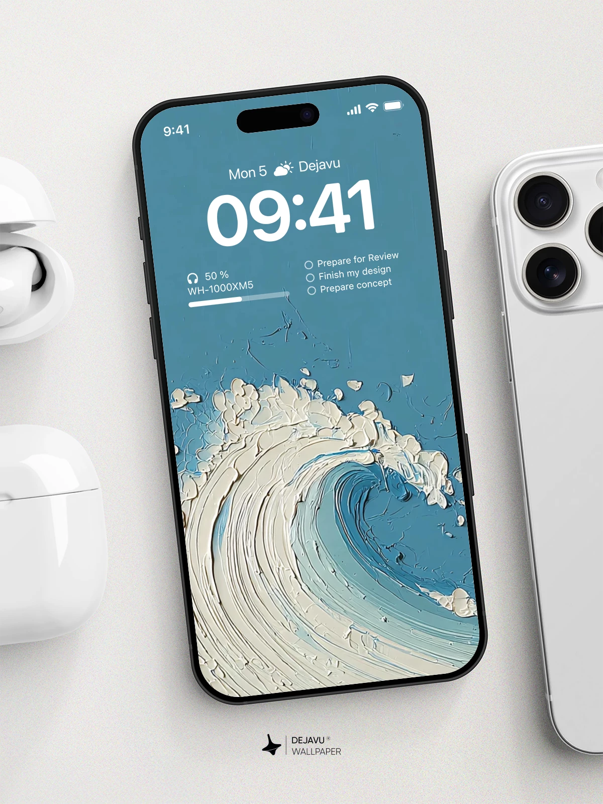 Blue Ocean Wave Texture Wallpaper 4K for iPhone Lock Screen