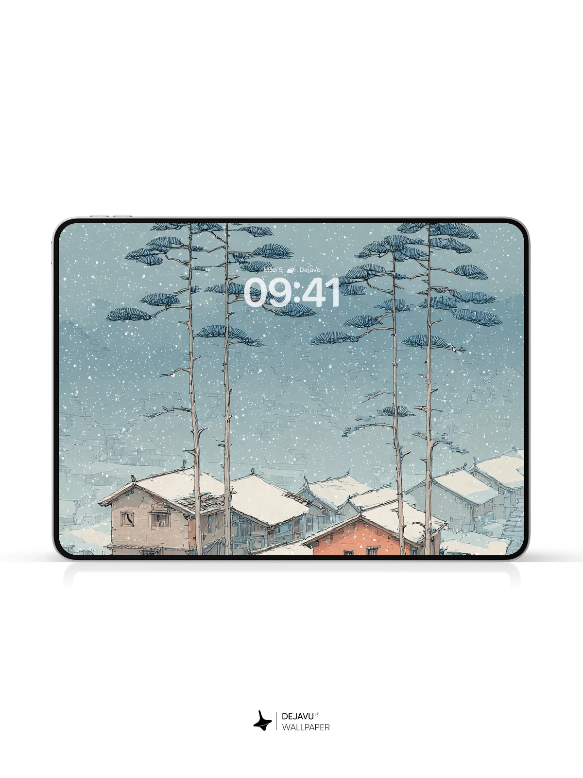 Winter Snowy Village Pine Trees Wallpaper 4K for iPhone Lock Screen