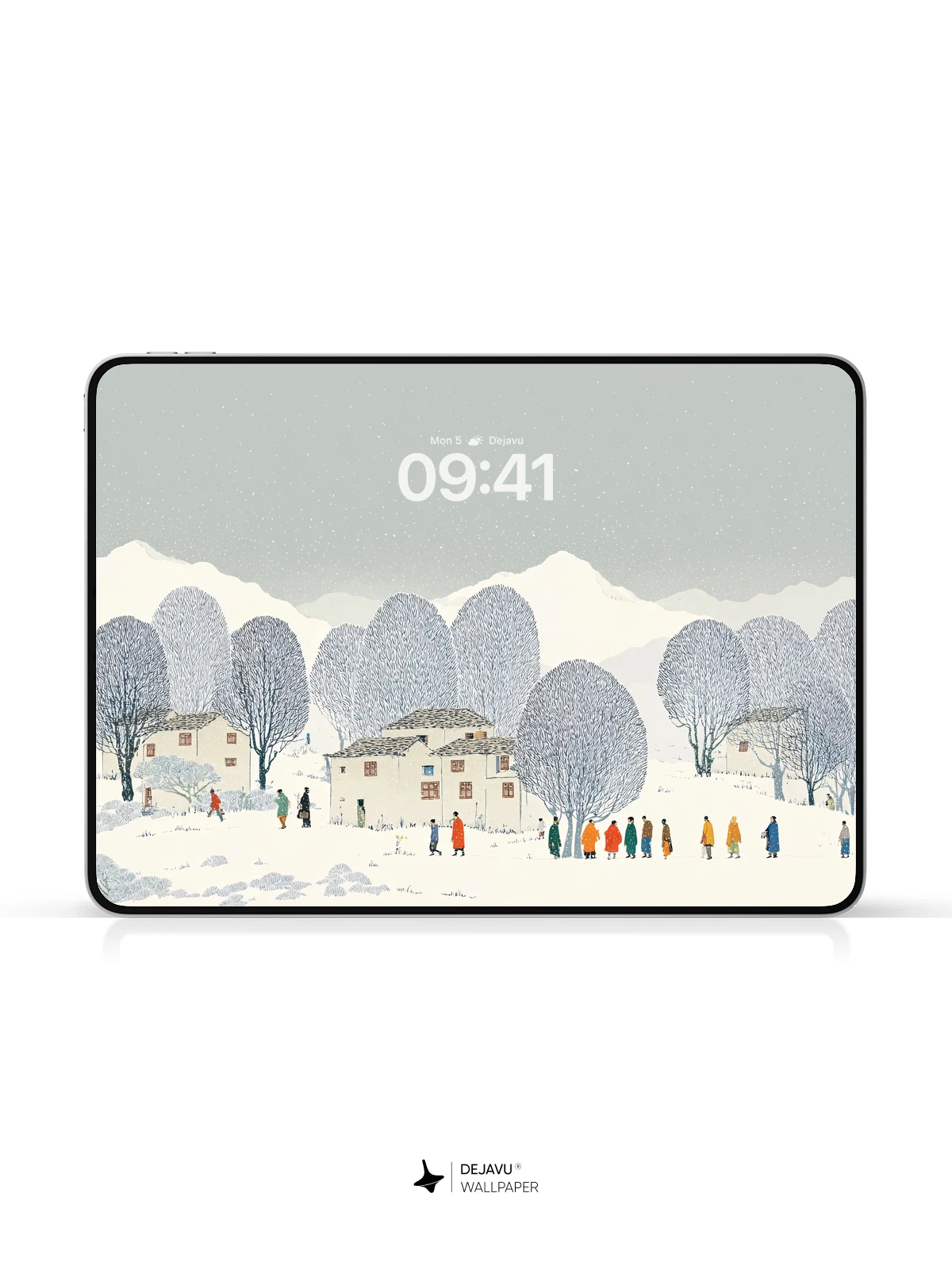 Winter Village Snow Scene Wallpaper 4K for iPhone Lock Screen