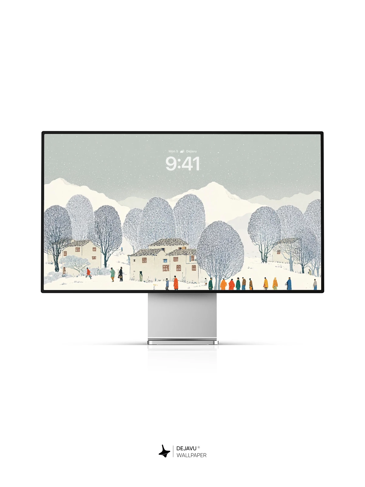 Winter Village Snow Scene Wallpaper 4K for iPhone Lock Screen