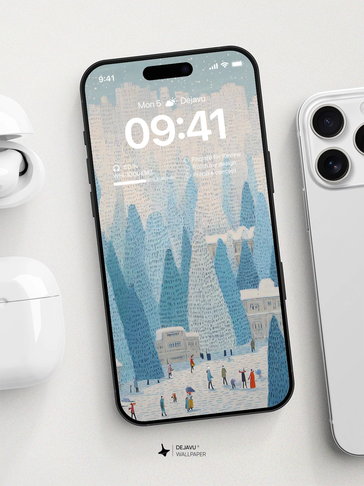 Winter Village Forest 4K Wallpaper for iPhone Lock Screen