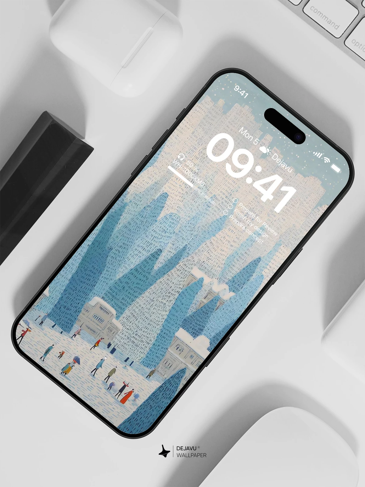 Winter Village Forest 4K Wallpaper for iPhone Lock Screen