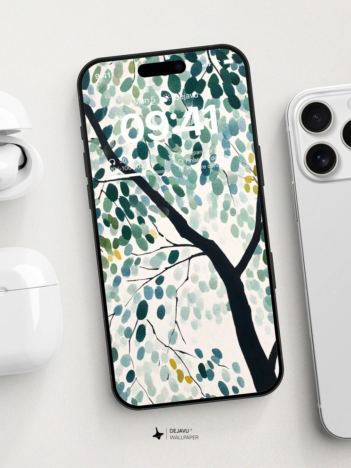 Watercolor Tree Leaves Wallpaper 4K for iPhone Lock Screen