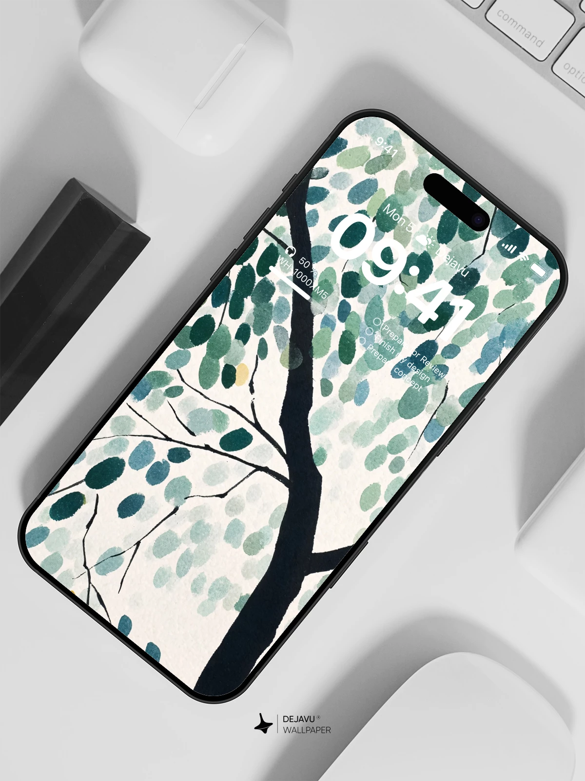 Watercolor Tree Leaves Wallpaper 4K for iPhone Lock Screen