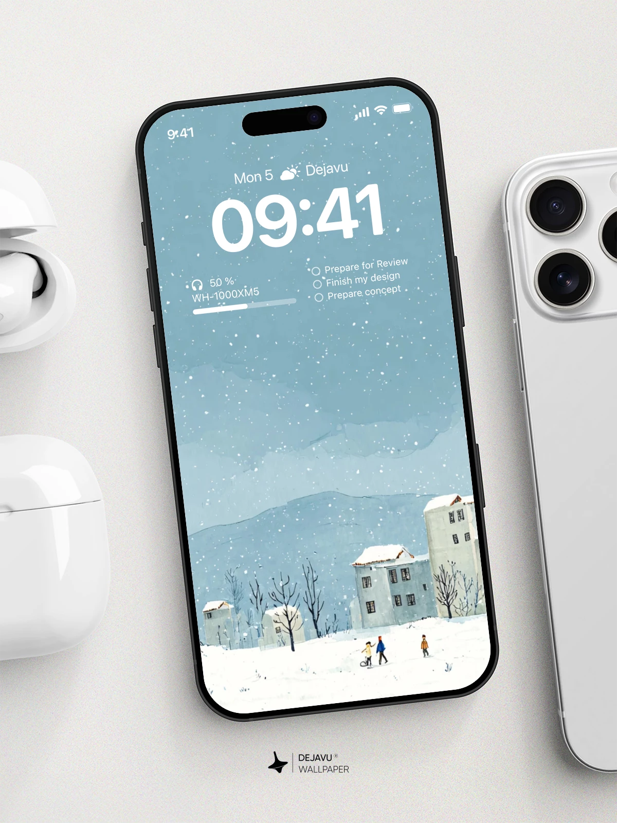 Winter Snowscape Village Wallpaper 4K for iPhone Lock Screen