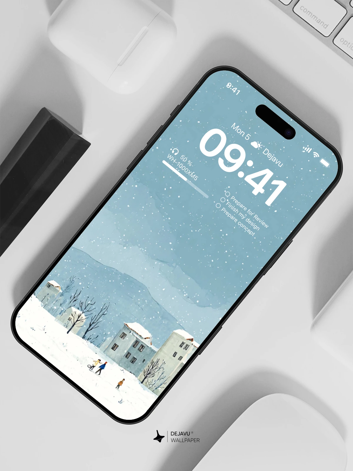 Winter Snowscape Village Wallpaper 4K for iPhone Lock Screen