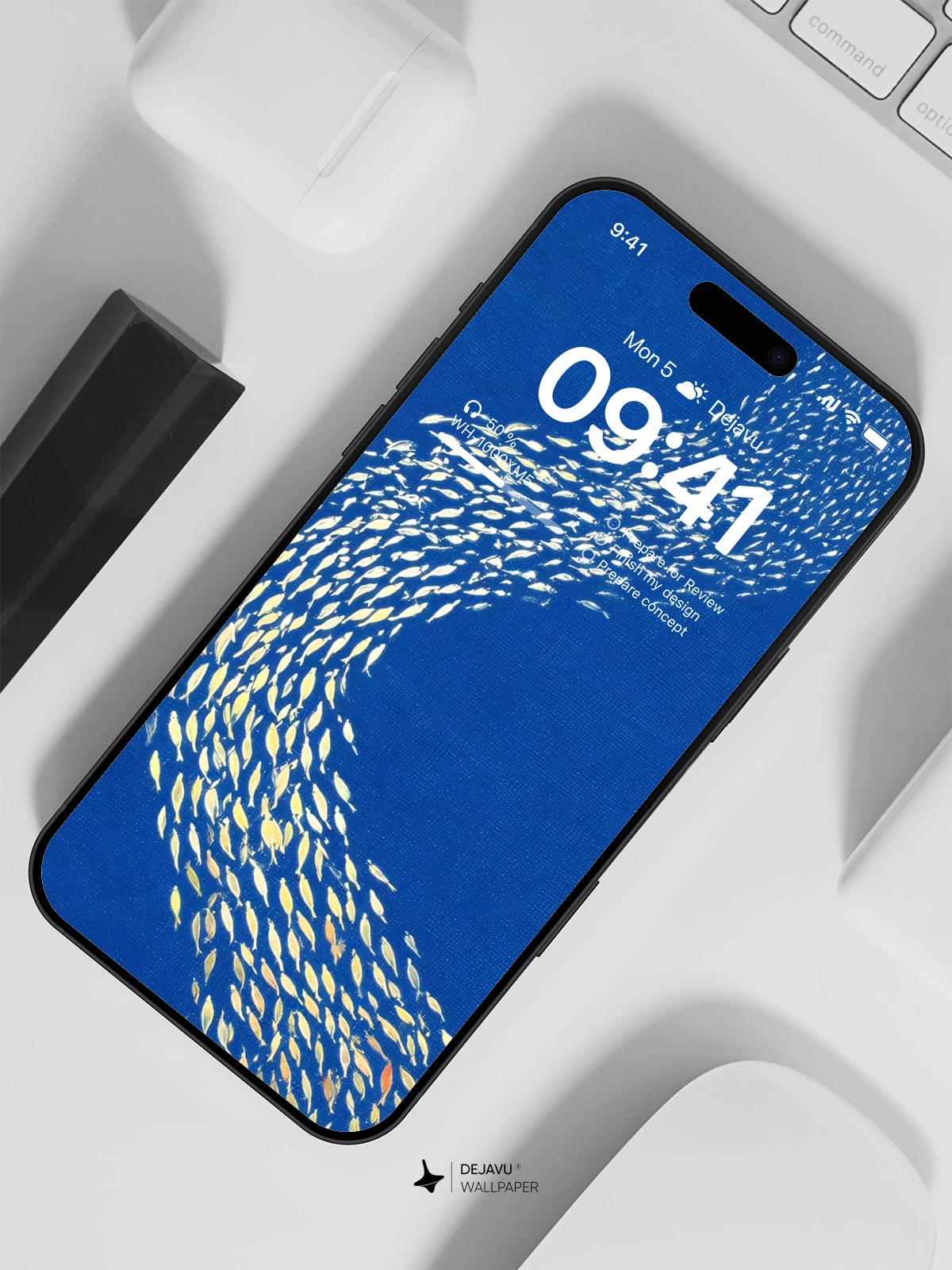 Blue Ocean Fish School Wallpaper 4K for iPhone Lock Screen