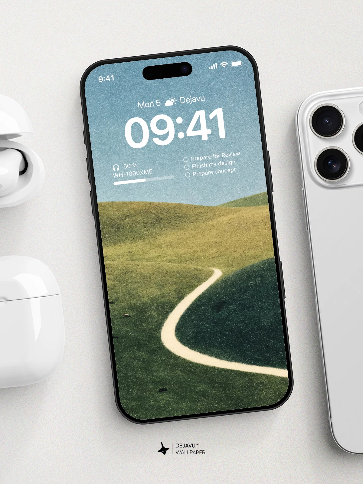 Green Hills Winding Path Wallpaper 4K for iPhone Lock Screen