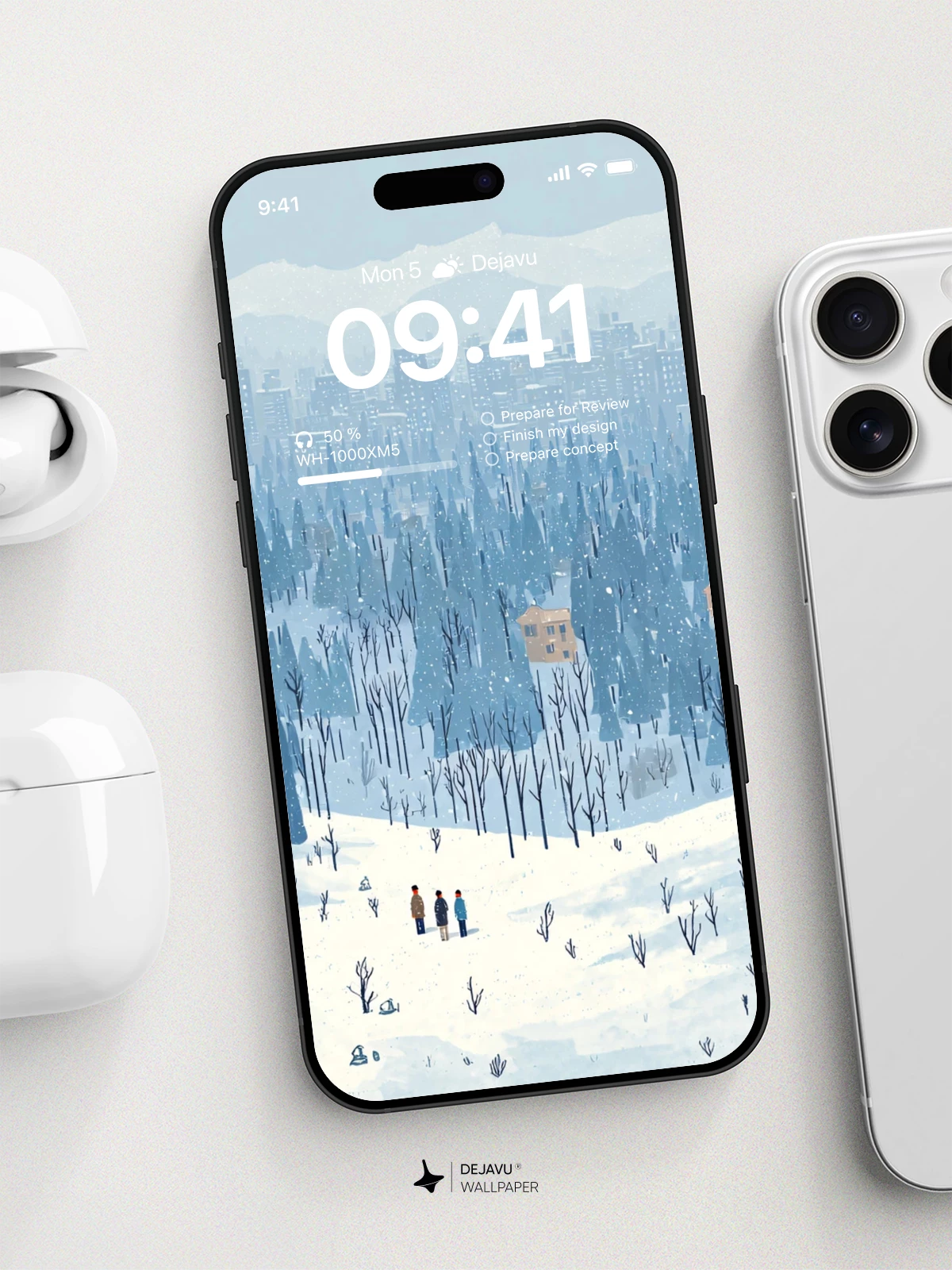 Winter Forest Cityscape Wallpaper 4K for iPhone Lock Screen