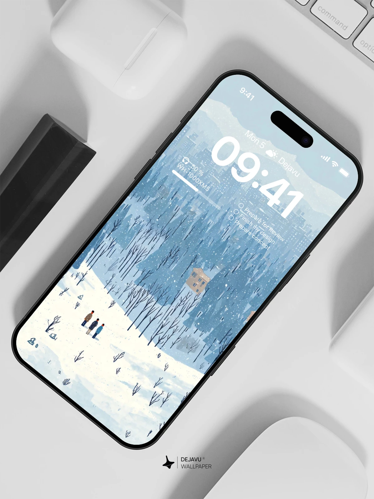 Winter Forest Cityscape Wallpaper 4K for iPhone Lock Screen