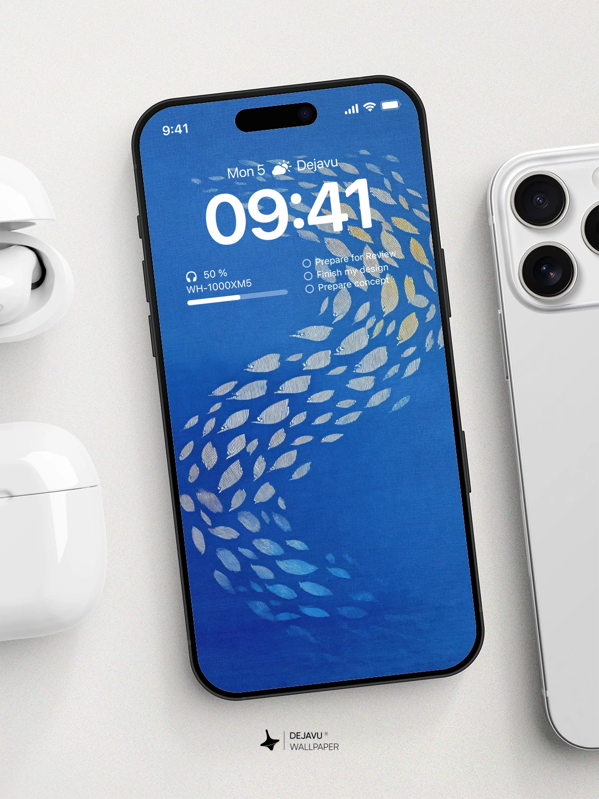Abstract Fish School Blue Ocean Wallpaper 4K for iPhone Lock Screen