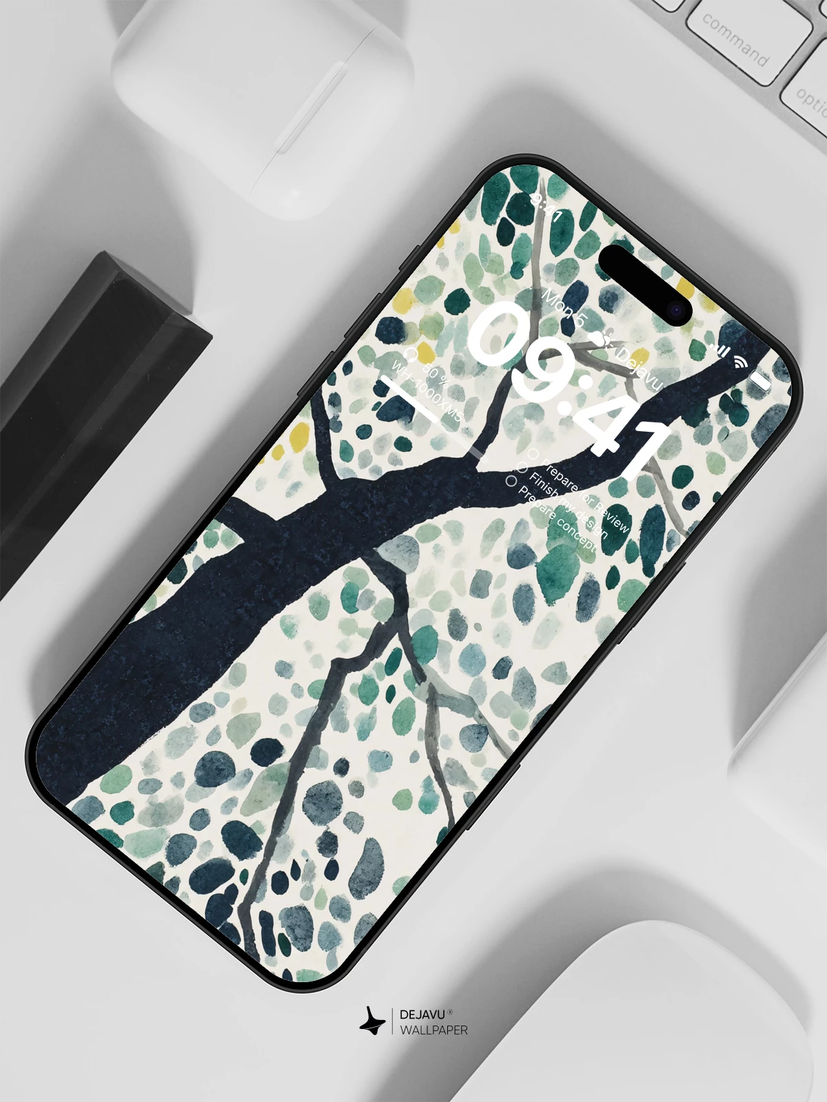 Abstract Tree Watercolor Wallpaper 4K for iPhone Lock Screen
