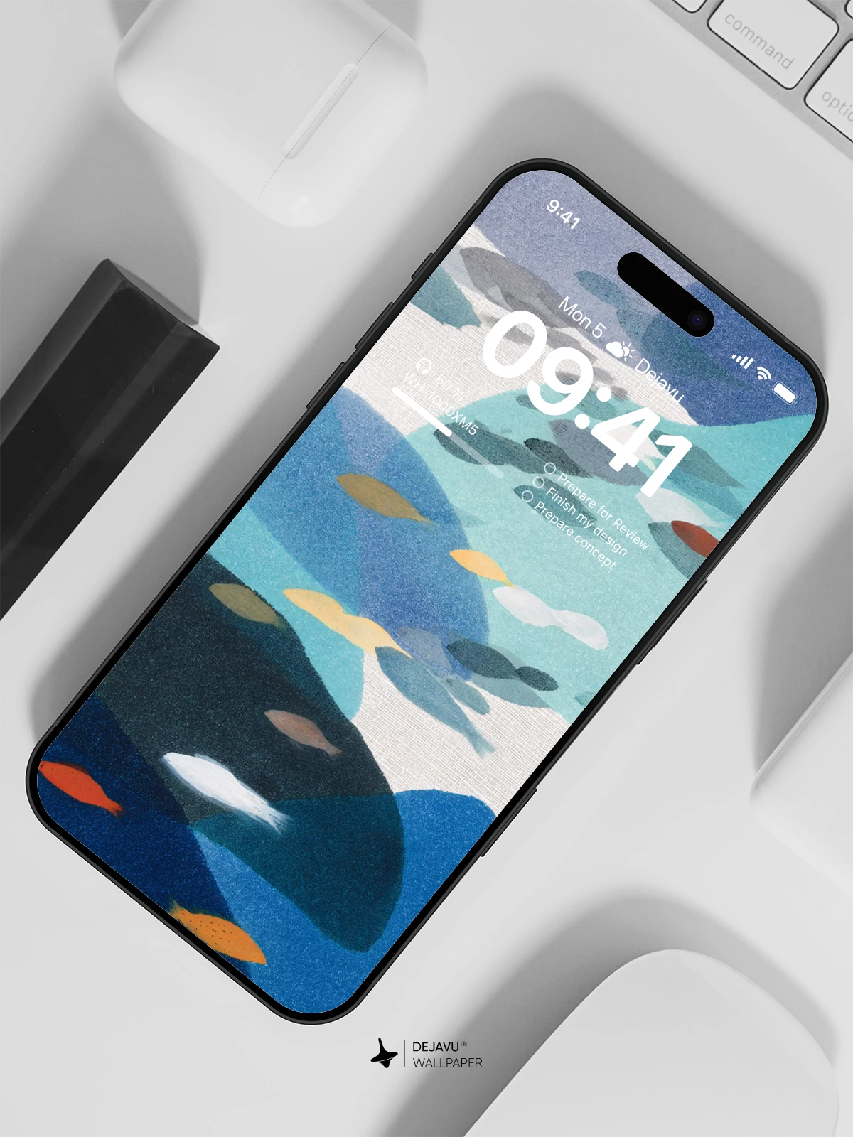 Abstract Blue Ocean Fish School Wallpaper 4K for iPhone Lock Screen