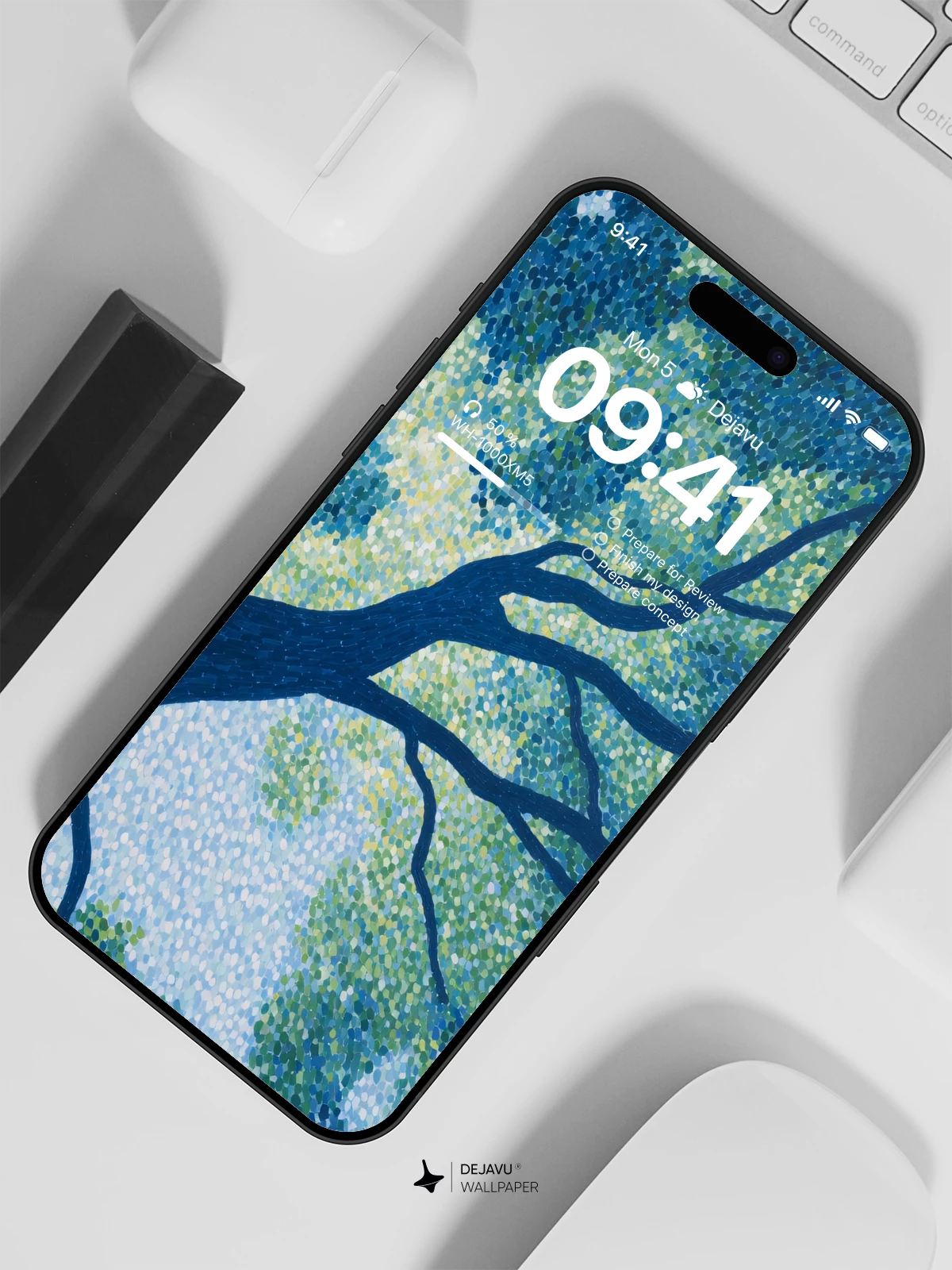 Pointillism Tree Branch Wallpaper 4K for iPhone Lock Screen
