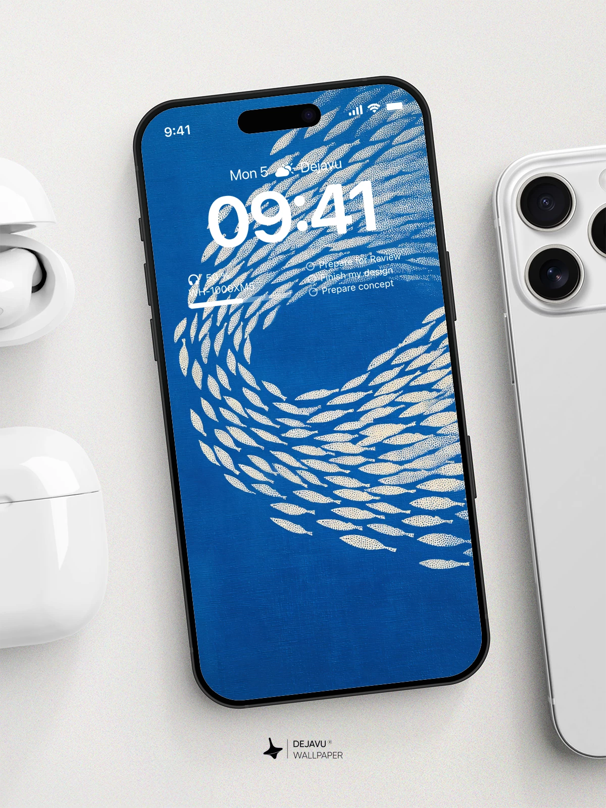 Blue Fish School Pattern Wallpaper 4K for iPhone Lock Screen