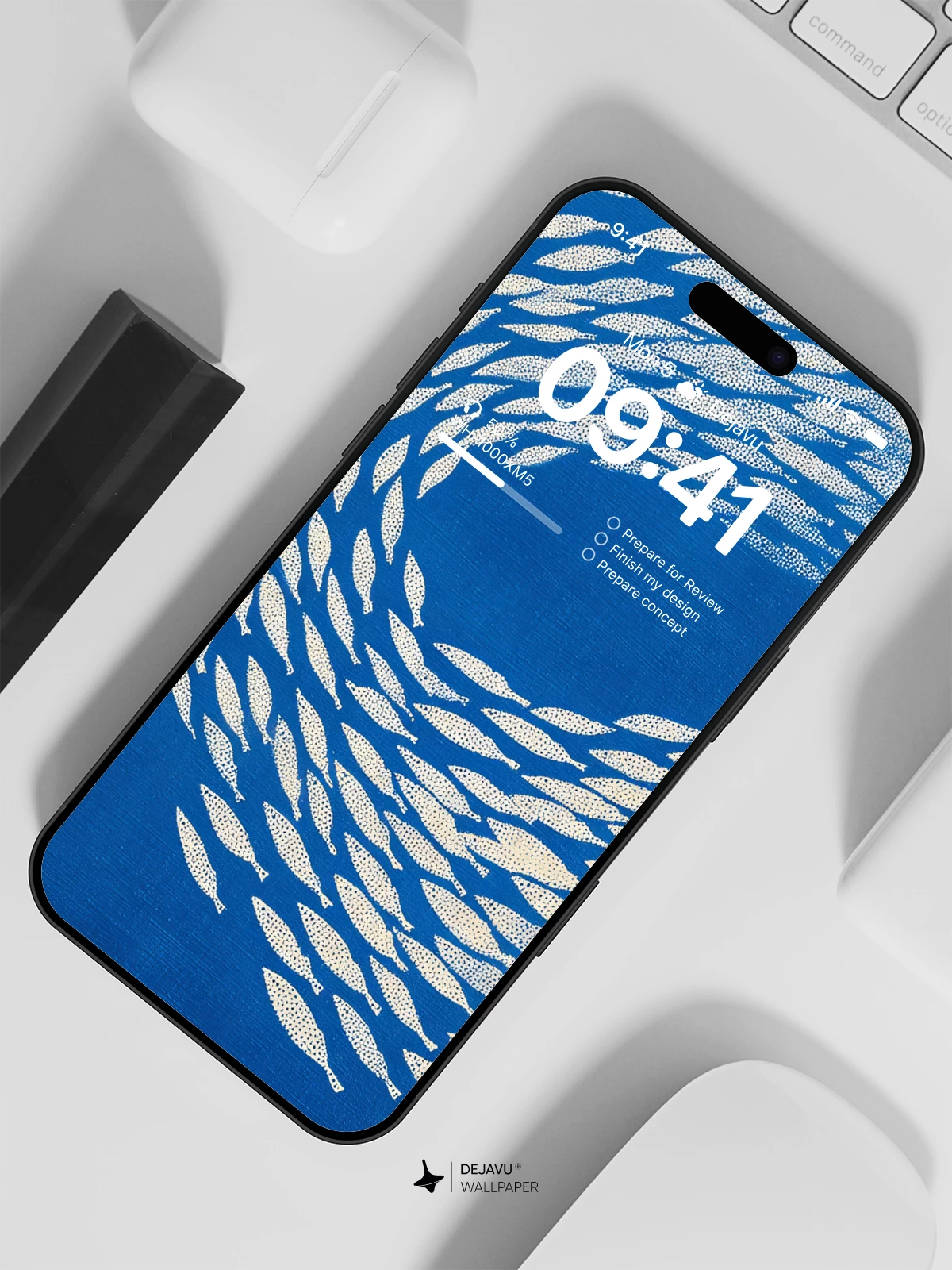 Blue Fish School Pattern Wallpaper 4K for iPhone Lock Screen
