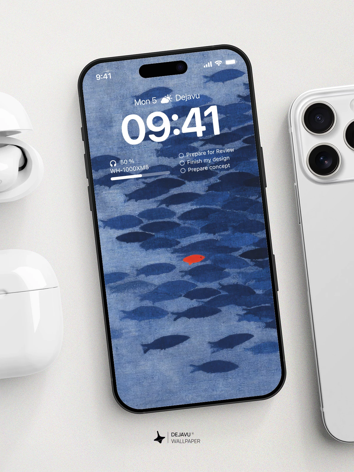 School of Fish Minimalist Wallpaper 4K for iPhone Lock Screen