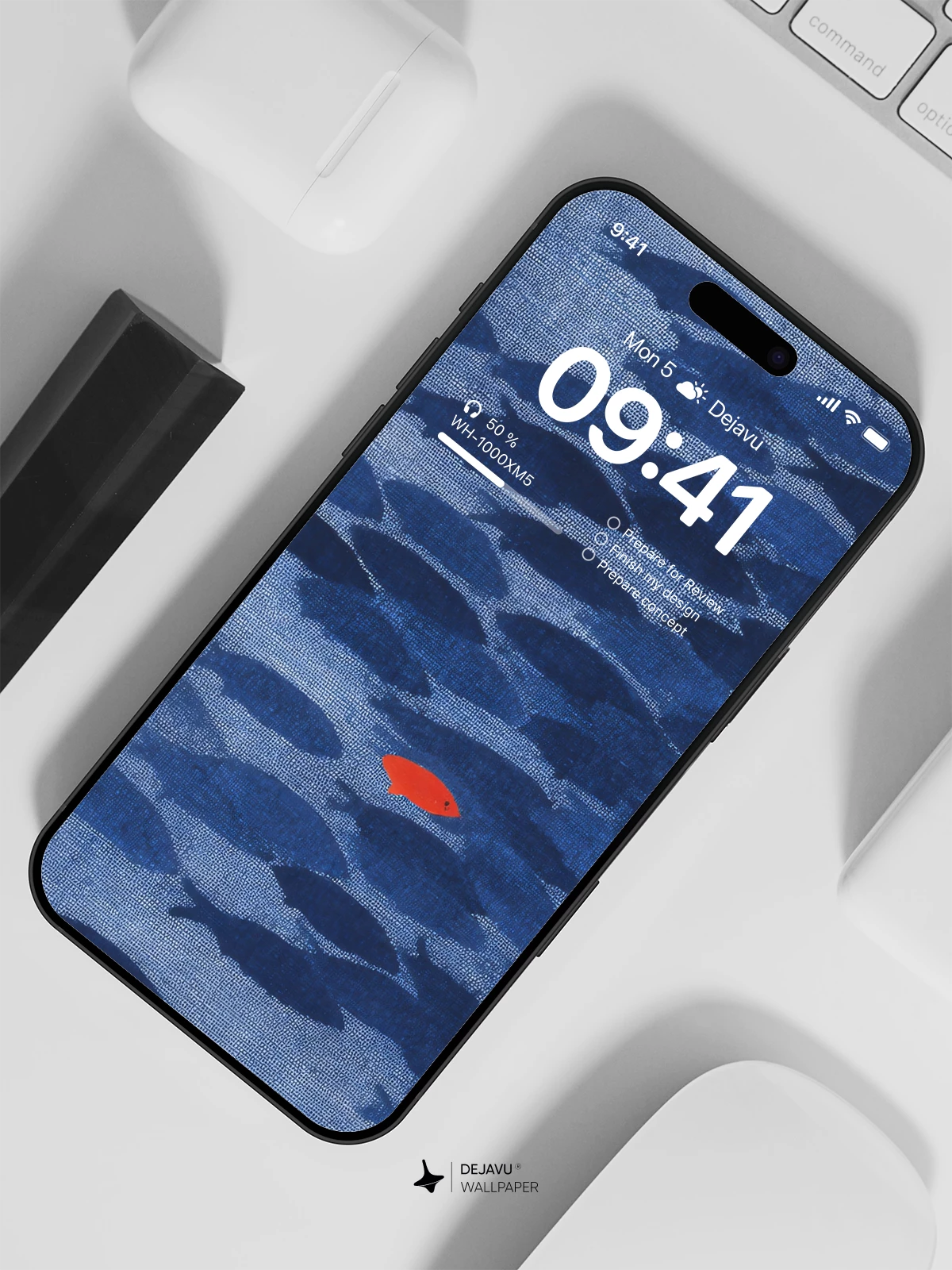 School of Fish Minimalist Wallpaper 4K for iPhone Lock Screen