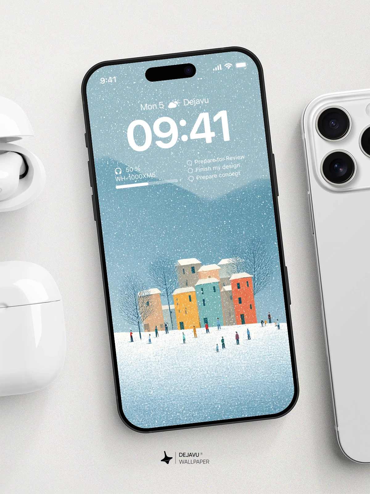 Winter Village Snow Wallpaper 4K for iPhone Lock Screen
