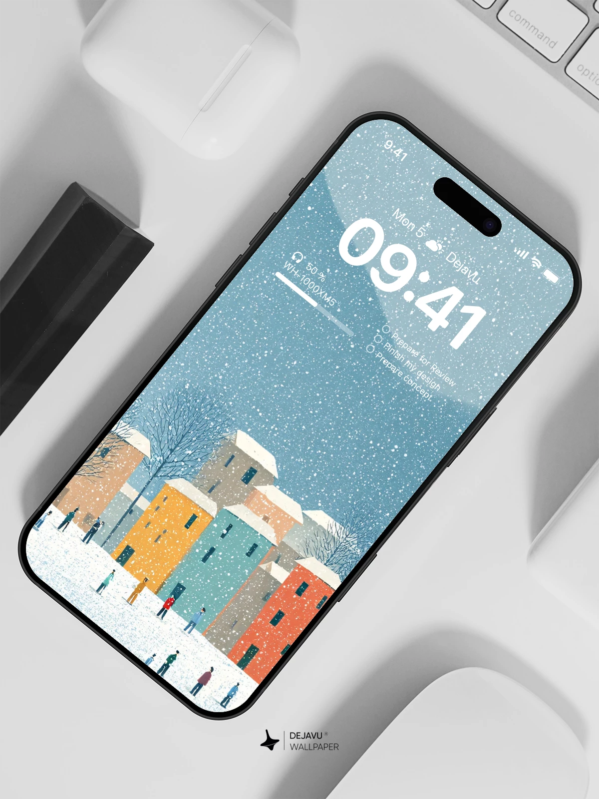 Winter Village Snow Wallpaper 4K for iPhone Lock Screen