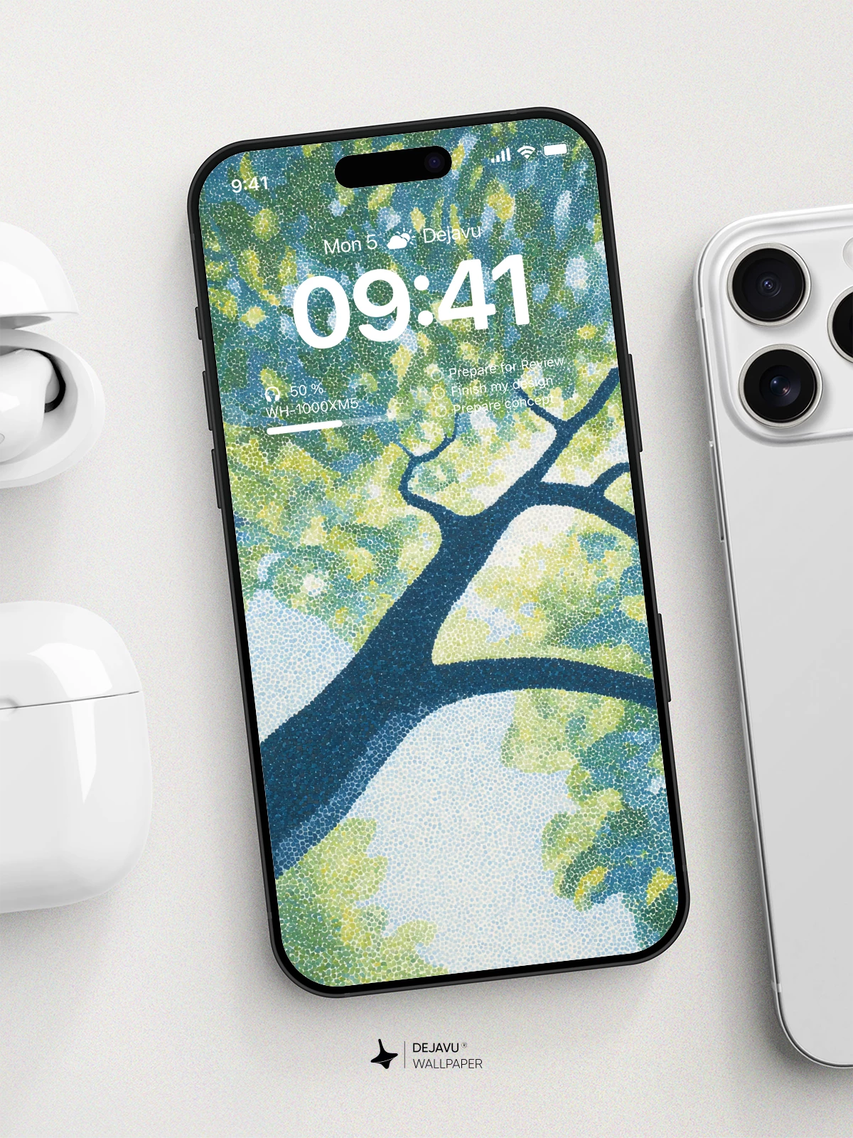 Pointillism Tree Canopy Wallpaper 4K for iPhone Lock Screen
