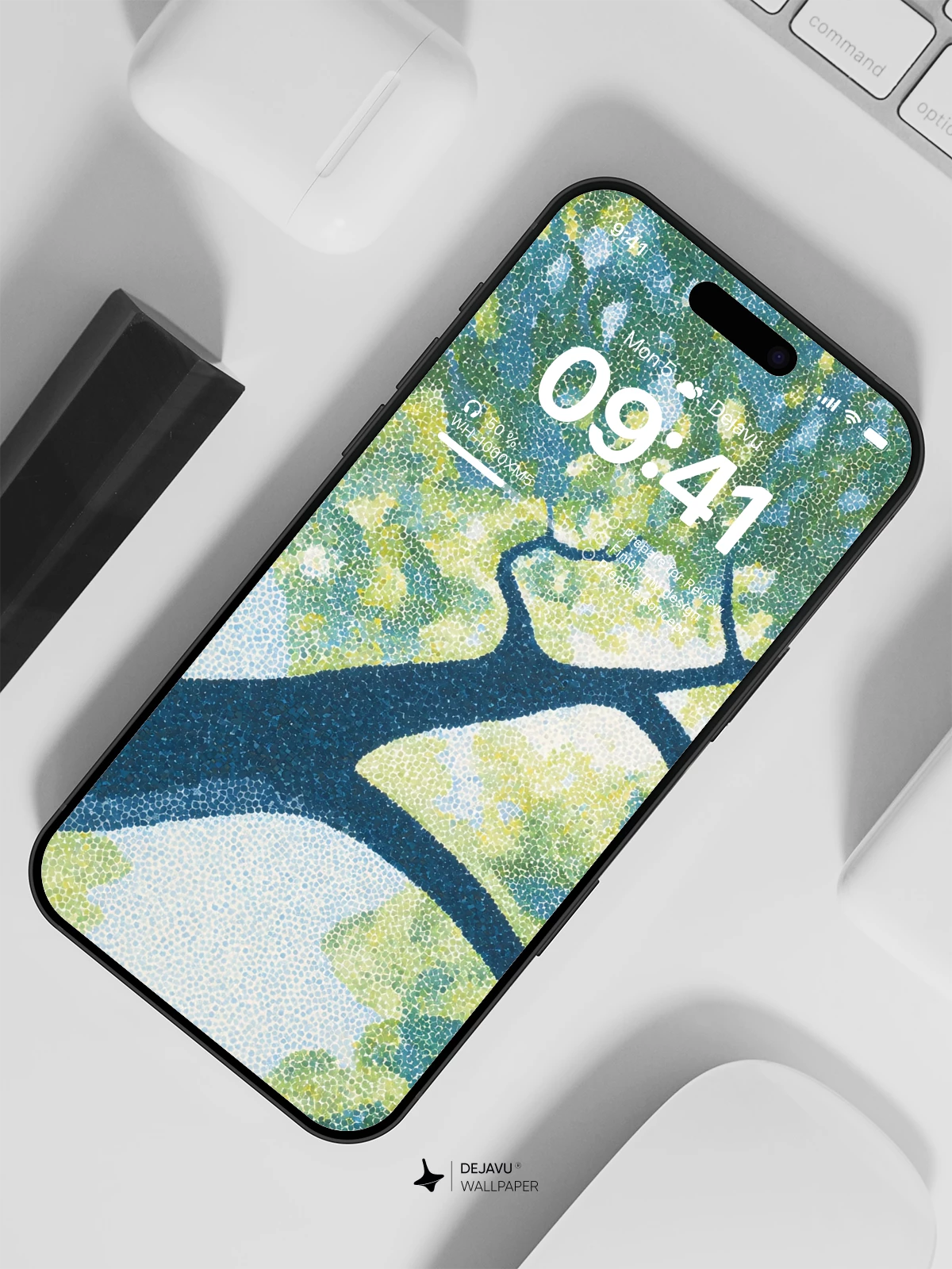 Pointillism Tree Canopy Wallpaper 4K for iPhone Lock Screen