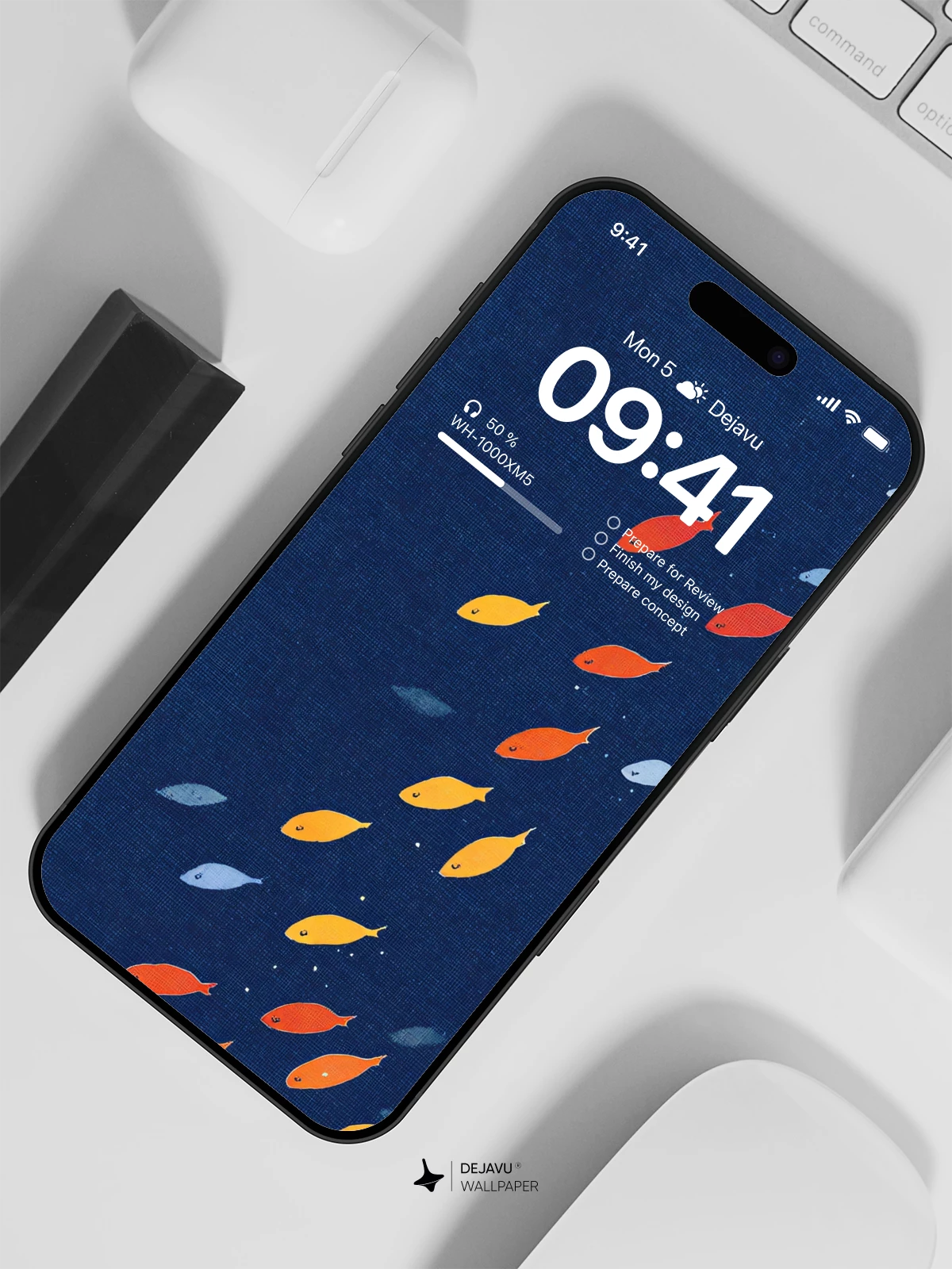 Goldfish School Deep Blue Background Wallpaper 4K for iPhone Lock Screen
