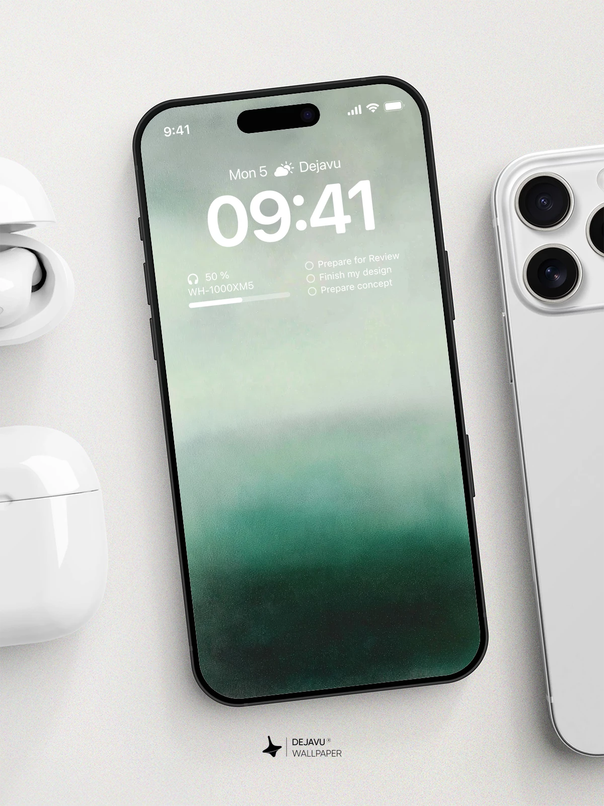 Abstract Green Fog Gradient Wallpaper 4K for iPhone Lock Screen